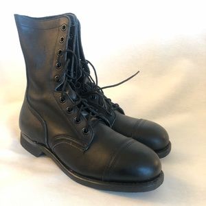 Biltrite Mens 8.5 Black Leather Combat Boots